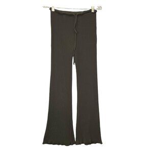 BILLABONG Women Ribbed Stretchy Wide Leg Sweatpants Sz M Dark Gray Beachy Comfy